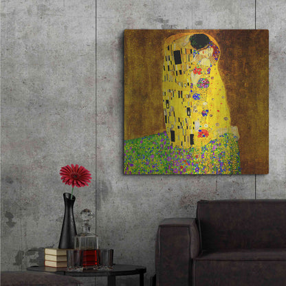 Luxe Metal Art 'The Kiss' by Gustav Klimt, Metal Wall Art,36x36