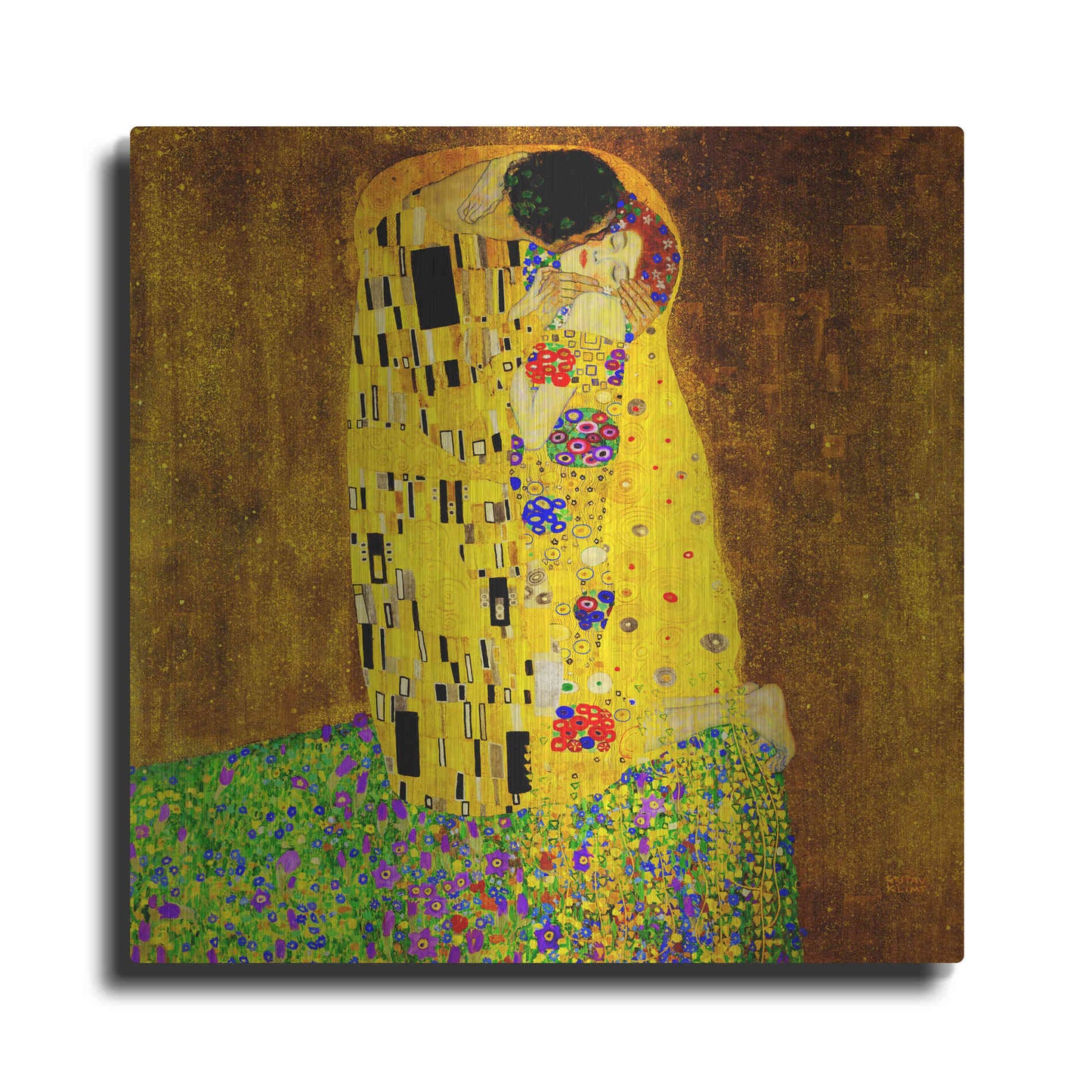 Luxe Metal Art 'The Kiss' by Gustav Klimt, Metal Wall Art