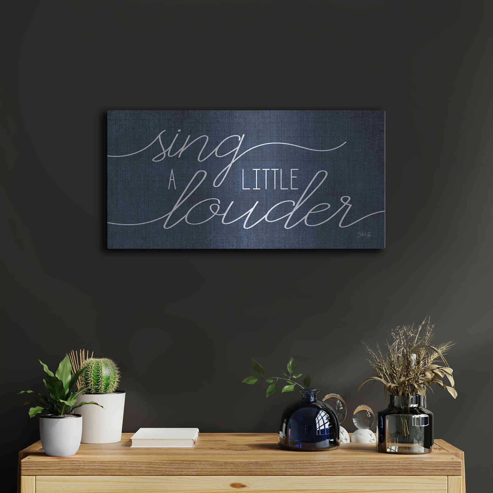 Luxe Metal Art 'Sing a Little Louder' by Marla Rae, Metal Wall Art,24x12