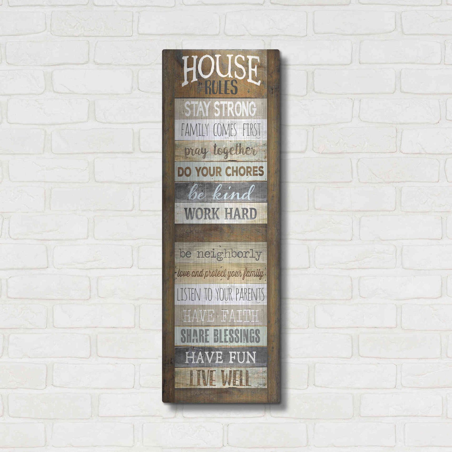 Luxe Metal Art 'House Rules' by Marla Rae, Metal Wall Art,12x36