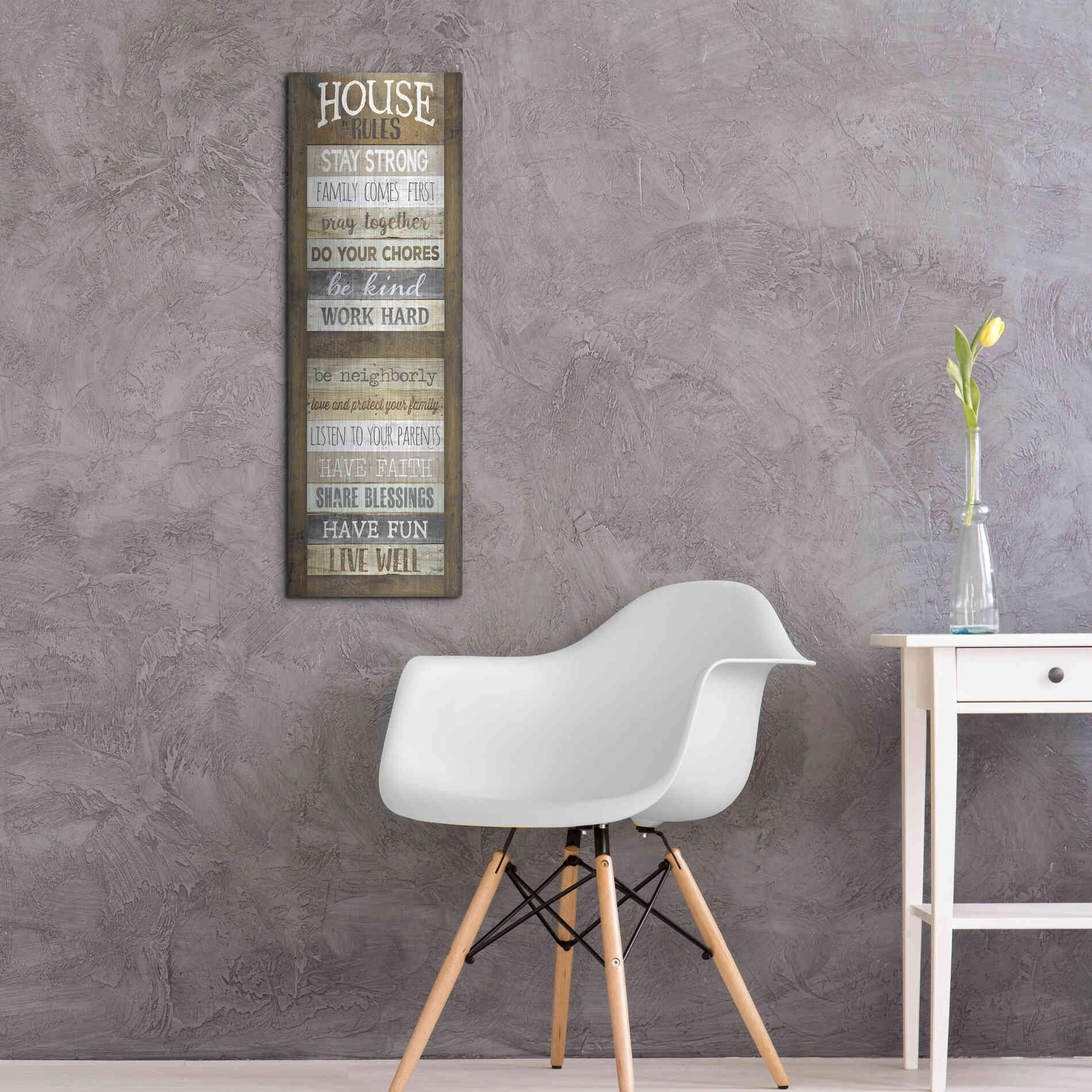 Luxe Metal Art 'House Rules' by Marla Rae, Metal Wall Art,12x36