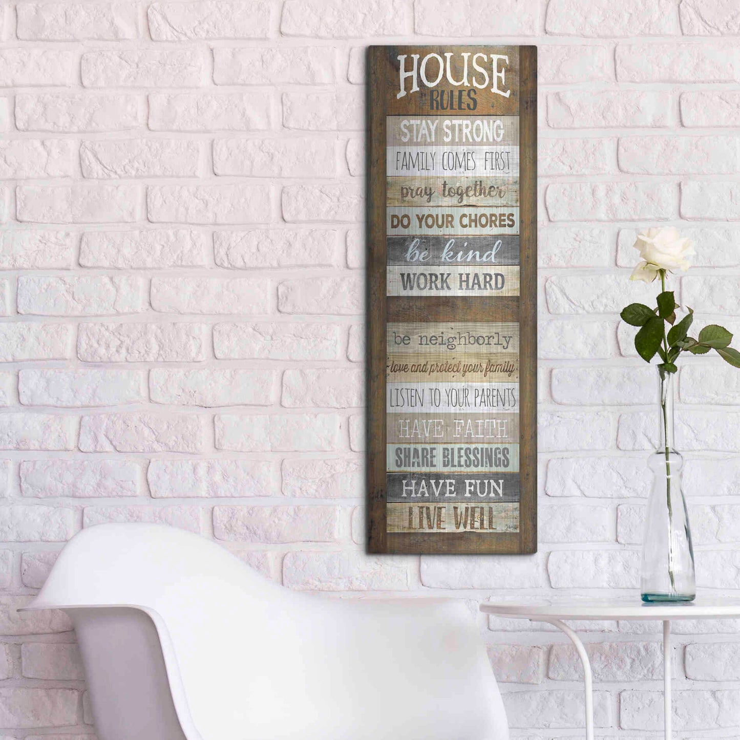 Luxe Metal Art 'House Rules' by Marla Rae, Metal Wall Art,12x36