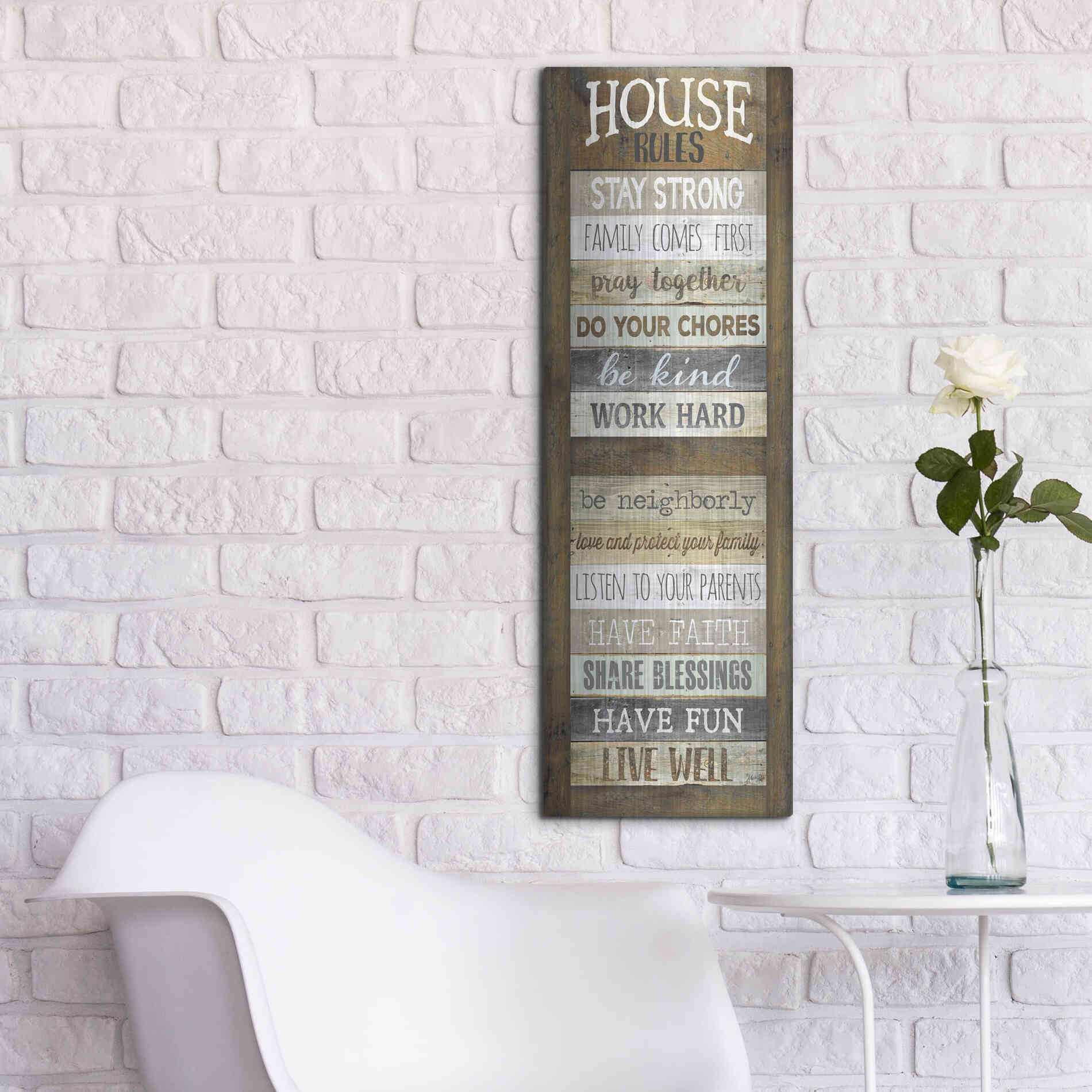 Luxe Metal Art 'House Rules' by Marla Rae, Metal Wall Art,12x36