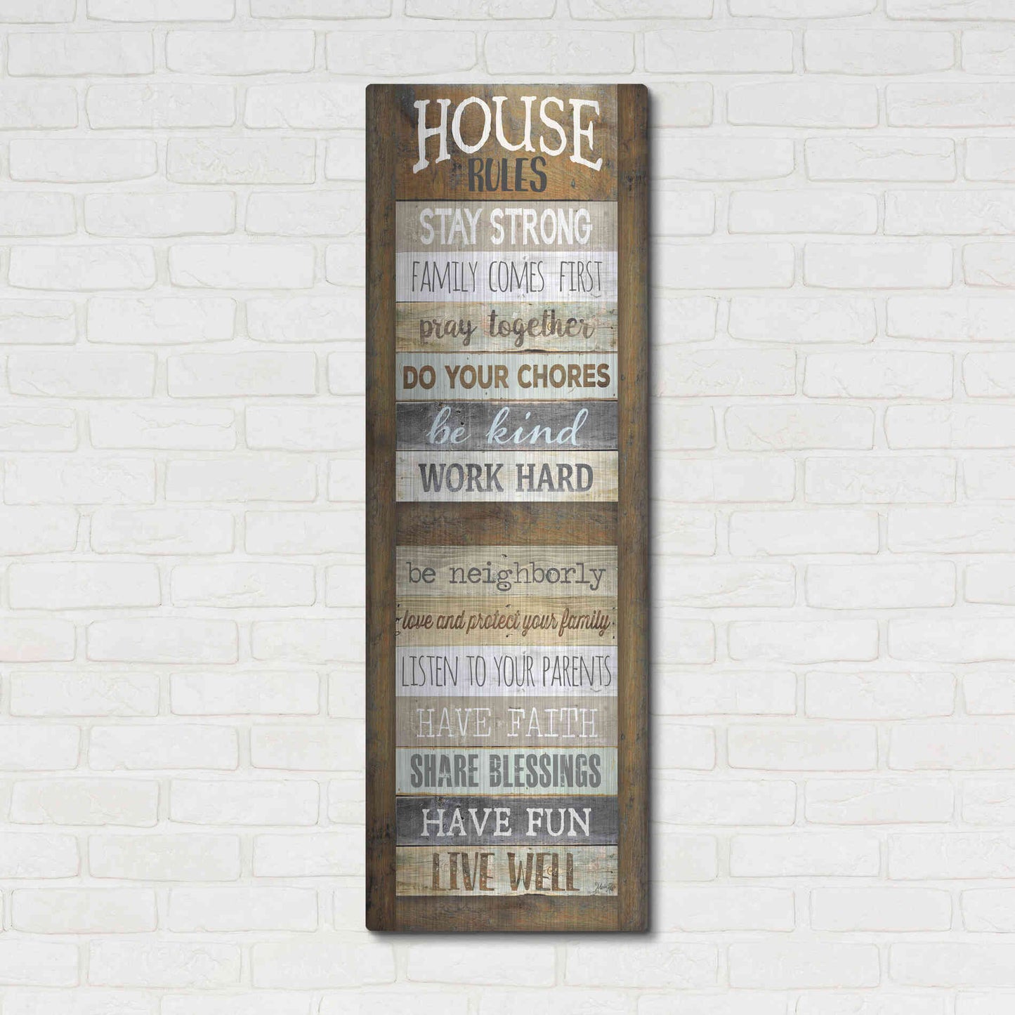 Luxe Metal Art 'House Rules' by Marla Rae, Metal Wall Art,16x48