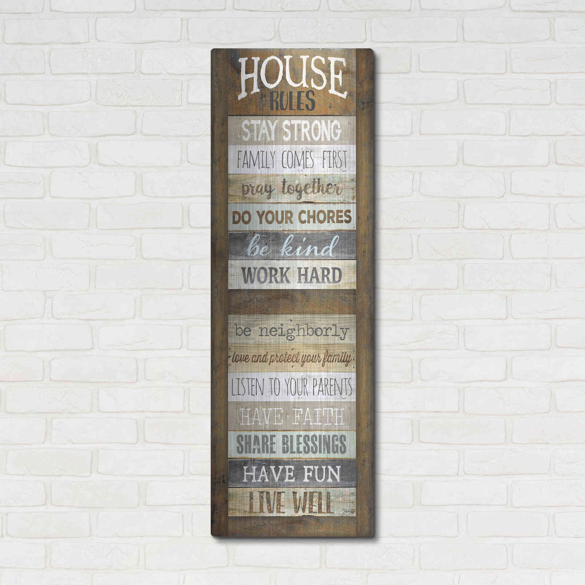 Luxe Metal Art 'House Rules' by Marla Rae, Metal Wall Art,16x48