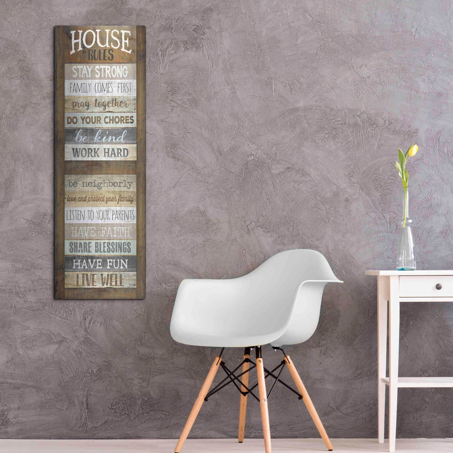 Luxe Metal Art 'House Rules' by Marla Rae, Metal Wall Art,16x48
