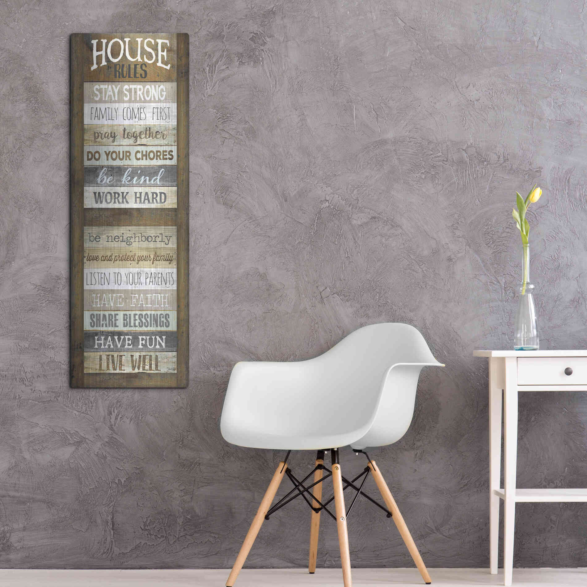 Luxe Metal Art 'House Rules' by Marla Rae, Metal Wall Art,16x48