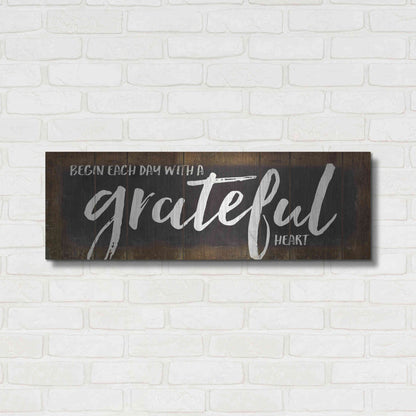 Luxe Metal Art 'Begin Each Day with a Grateful Heart' by Marla Rae, Metal Wall Art,36x12