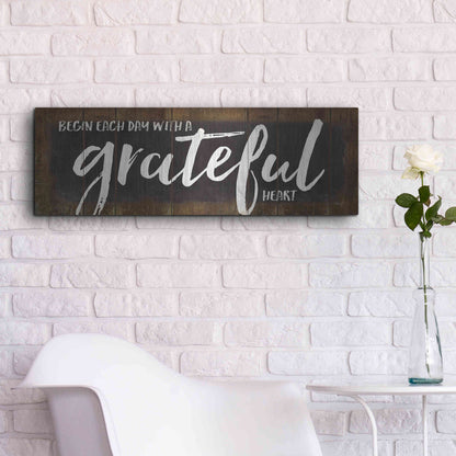 Luxe Metal Art 'Begin Each Day with a Grateful Heart' by Marla Rae, Metal Wall Art,36x12
