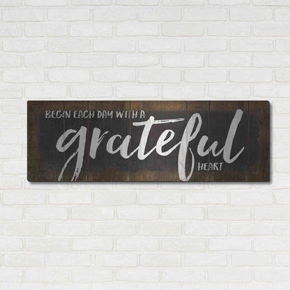 Luxe Metal Art 'Begin Each Day with a Grateful Heart' by Marla Rae, Metal Wall Art,48x16