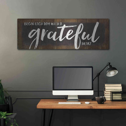 Luxe Metal Art 'Begin Each Day with a Grateful Heart' by Marla Rae, Metal Wall Art,48x16