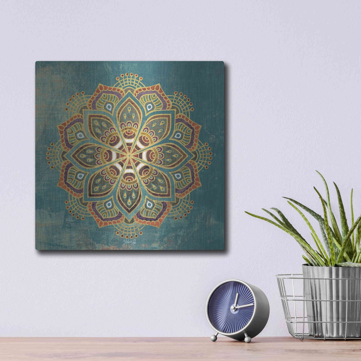 Luxe Metal Art 'Boho Medallion I' by Marla Rae, Metal Wall Art,12x12