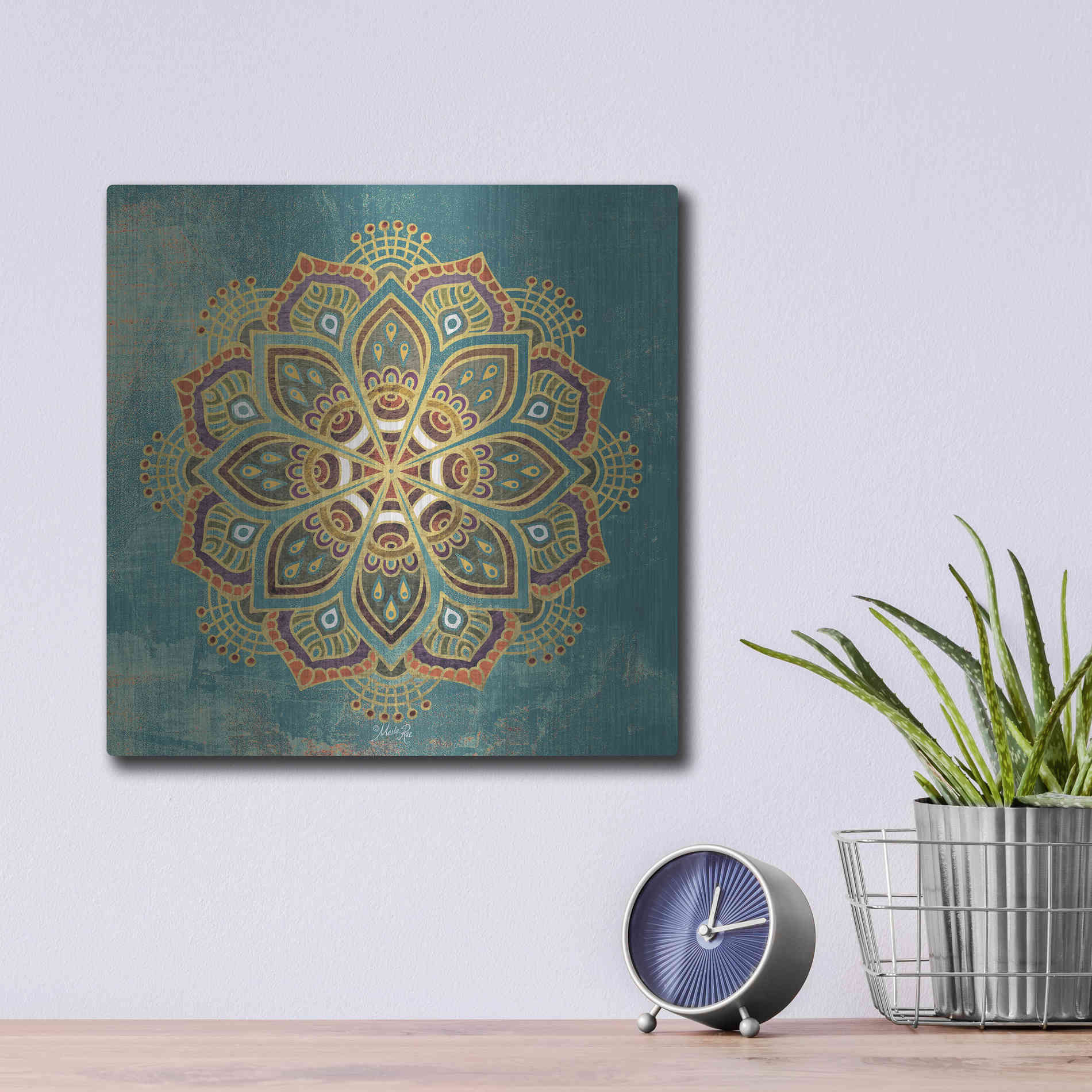 Luxe Metal Art 'Boho Medallion I' by Marla Rae, Metal Wall Art,12x12