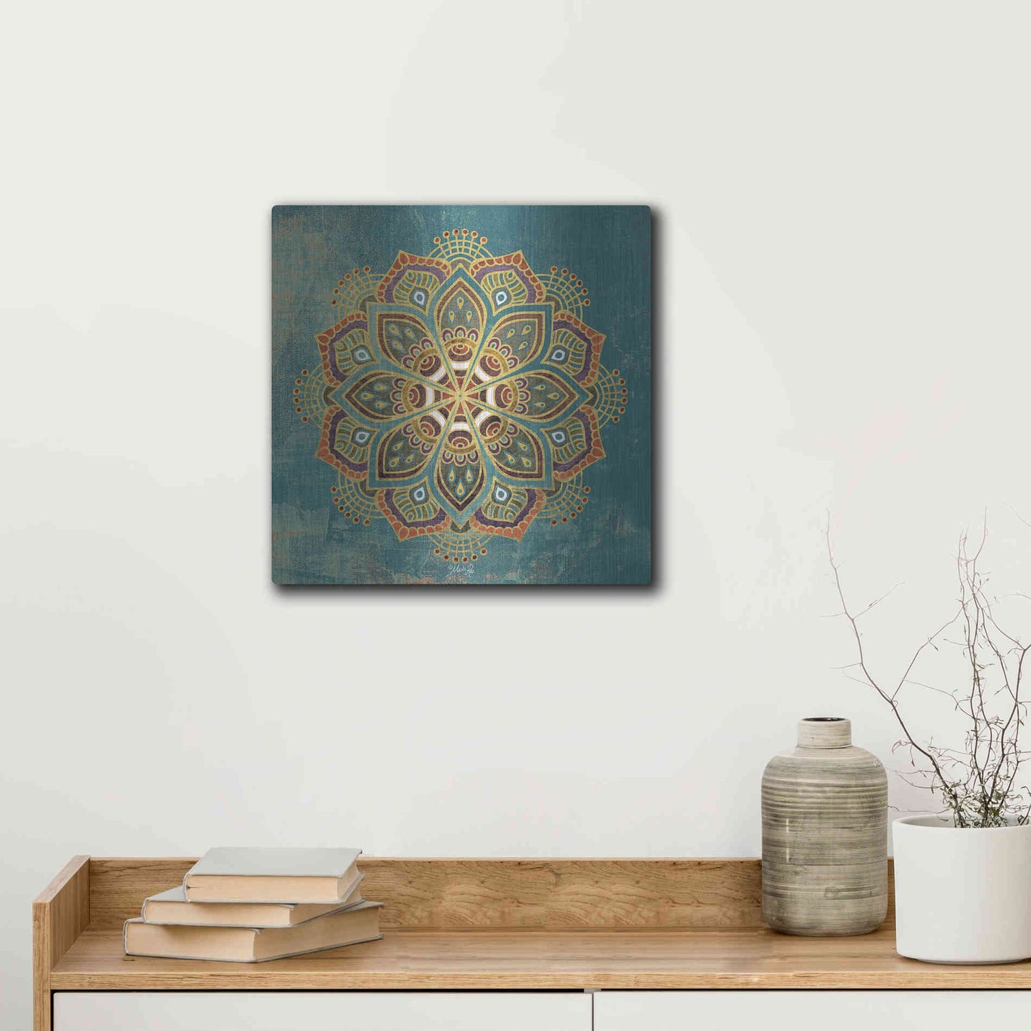 Luxe Metal Art 'Boho Medallion I' by Marla Rae, Metal Wall Art,12x12