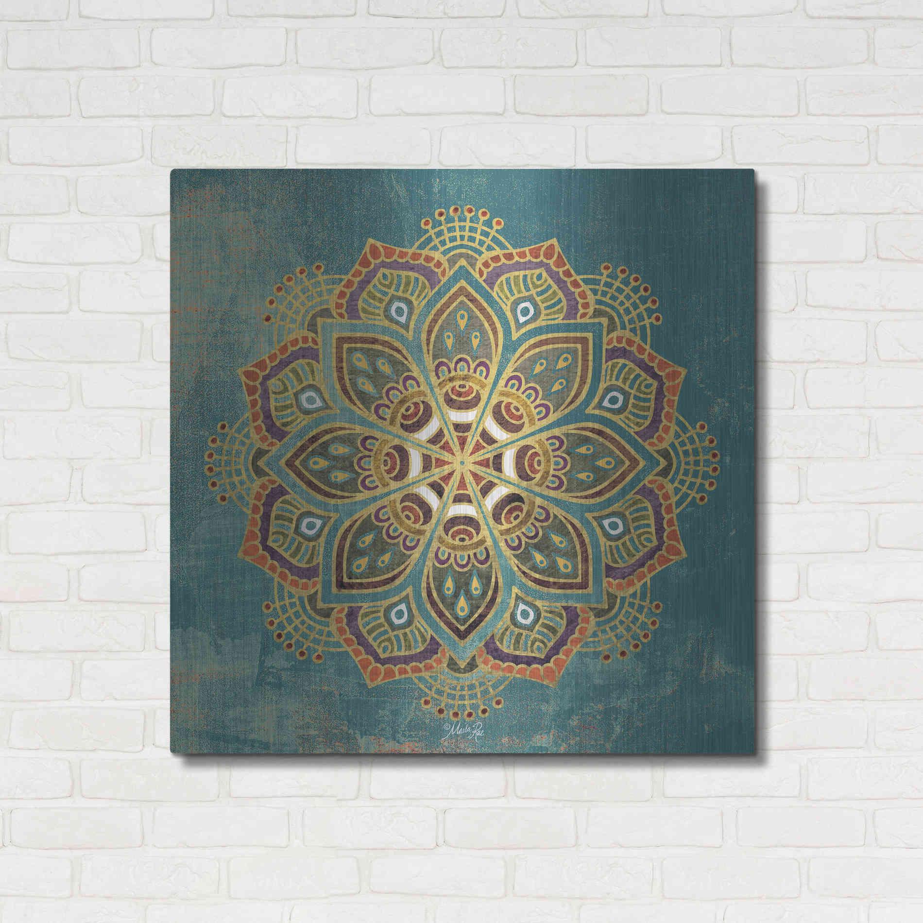 Luxe Metal Art 'Boho Medallion I' by Marla Rae, Metal Wall Art,36x36
