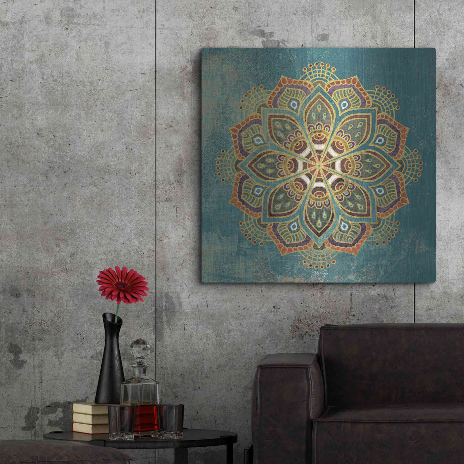 Luxe Metal Art 'Boho Medallion I' by Marla Rae, Metal Wall Art,36x36