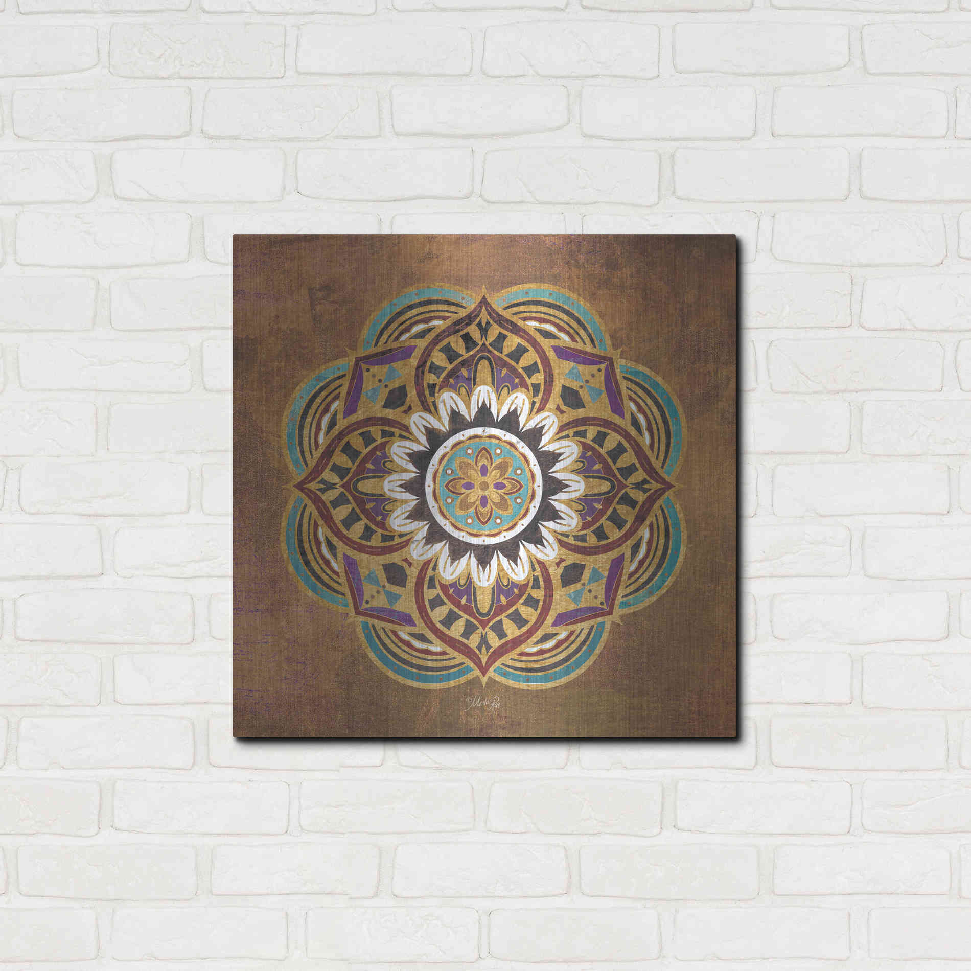 Luxe Metal Art 'Boho Medallion II' by Marla Rae, Metal Wall Art,24x24
