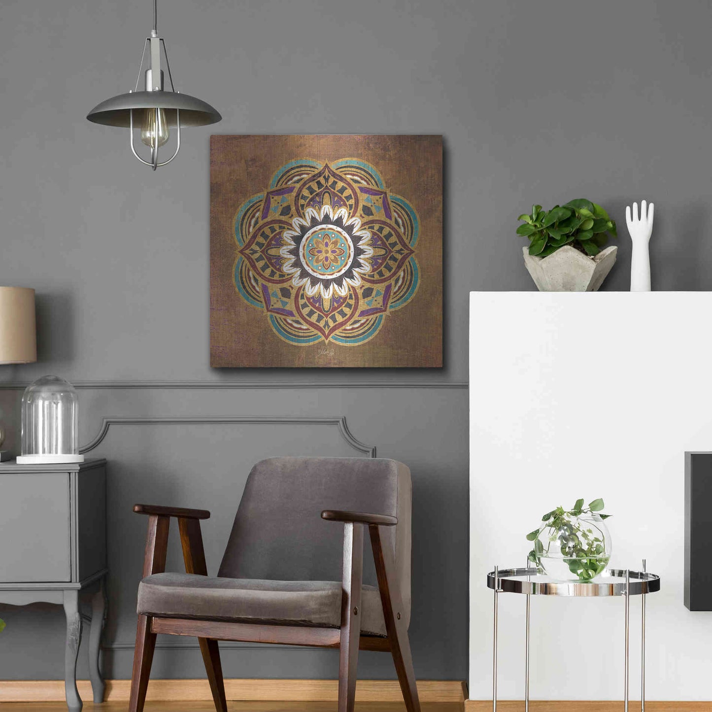 Luxe Metal Art 'Boho Medallion II' by Marla Rae, Metal Wall Art,24x24
