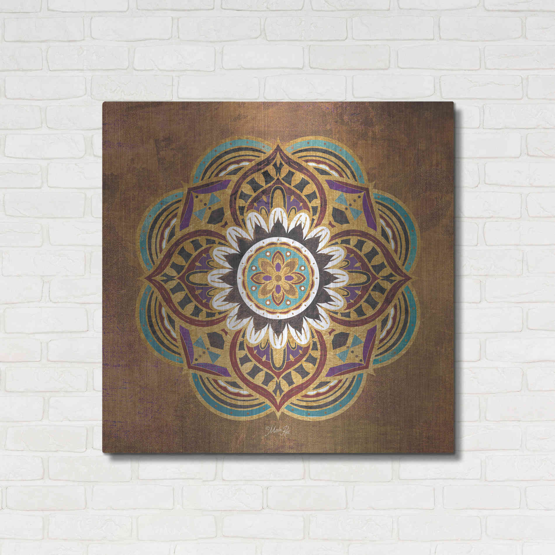 Luxe Metal Art 'Boho Medallion II' by Marla Rae, Metal Wall Art,36x36