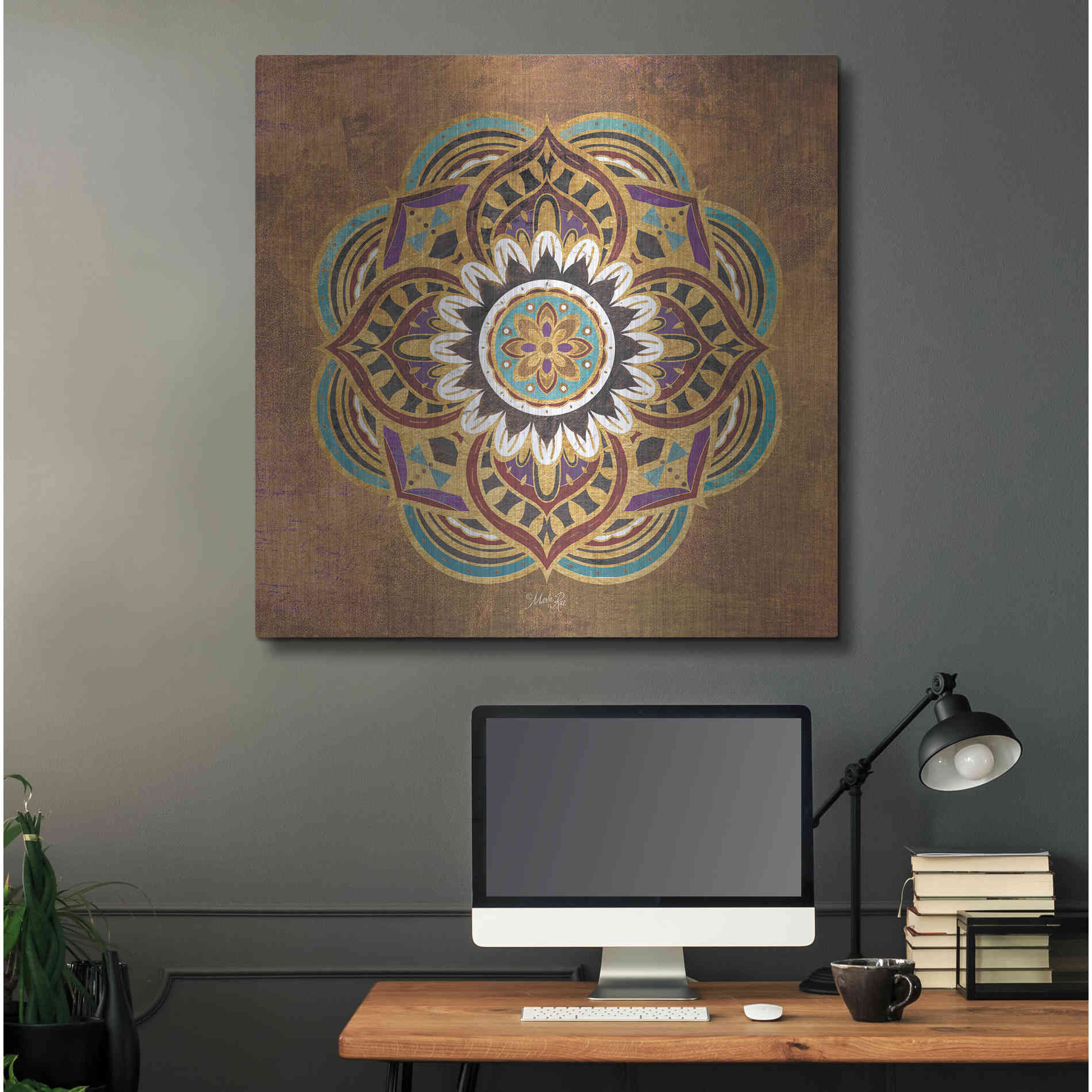 Luxe Metal Art 'Boho Medallion II' by Marla Rae, Metal Wall Art,36x36
