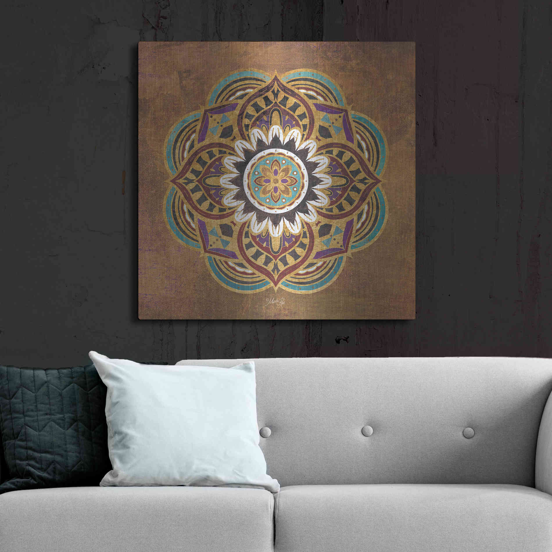Luxe Metal Art 'Boho Medallion II' by Marla Rae, Metal Wall Art,36x36