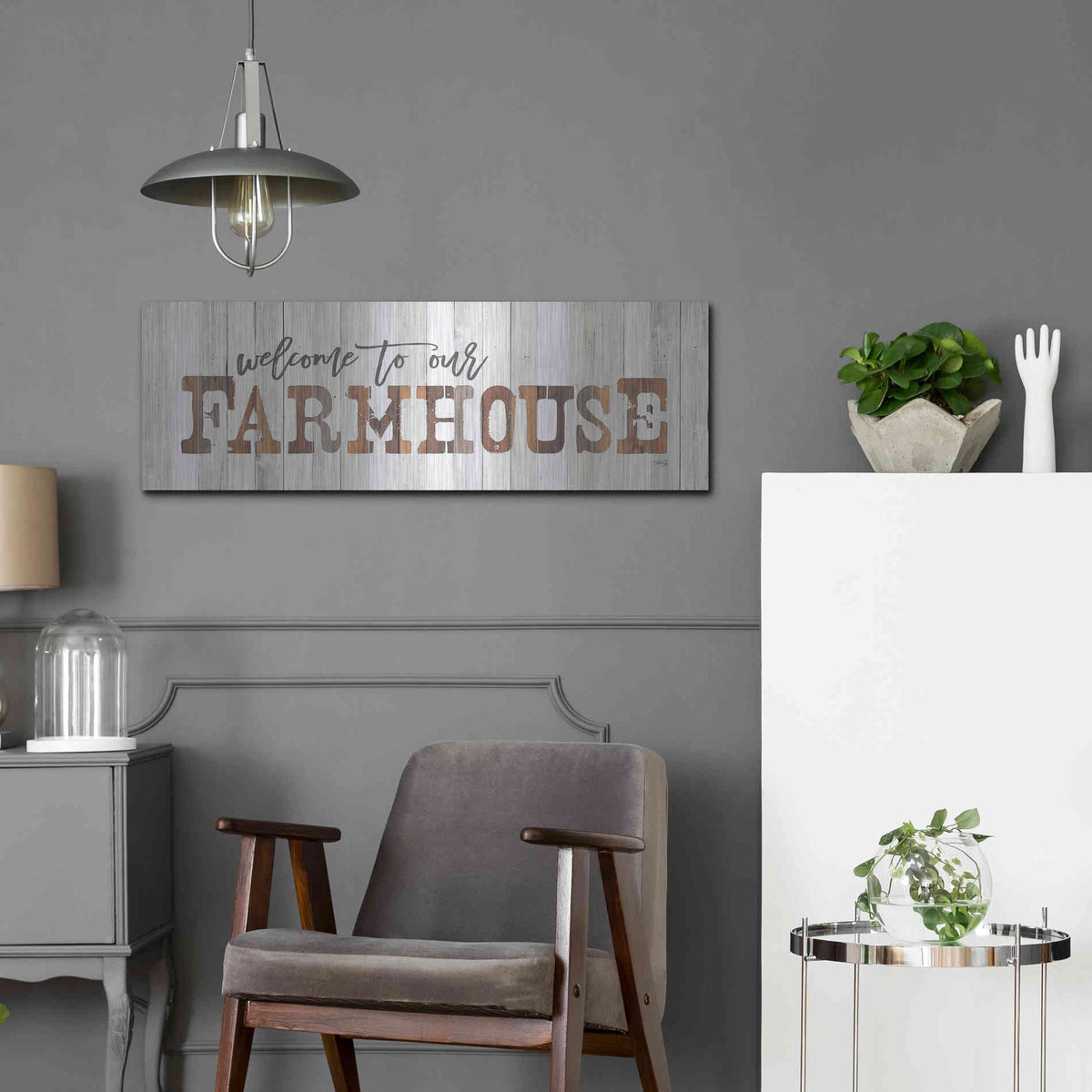 Luxe Metal Art 'Welcome to Our Farmhouse' by Marla Rae, Metal Wall Art,36x12