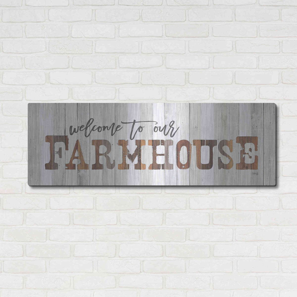 Luxe Metal Art 'Welcome to Our Farmhouse' by Marla Rae, Metal Wall Art,48x16