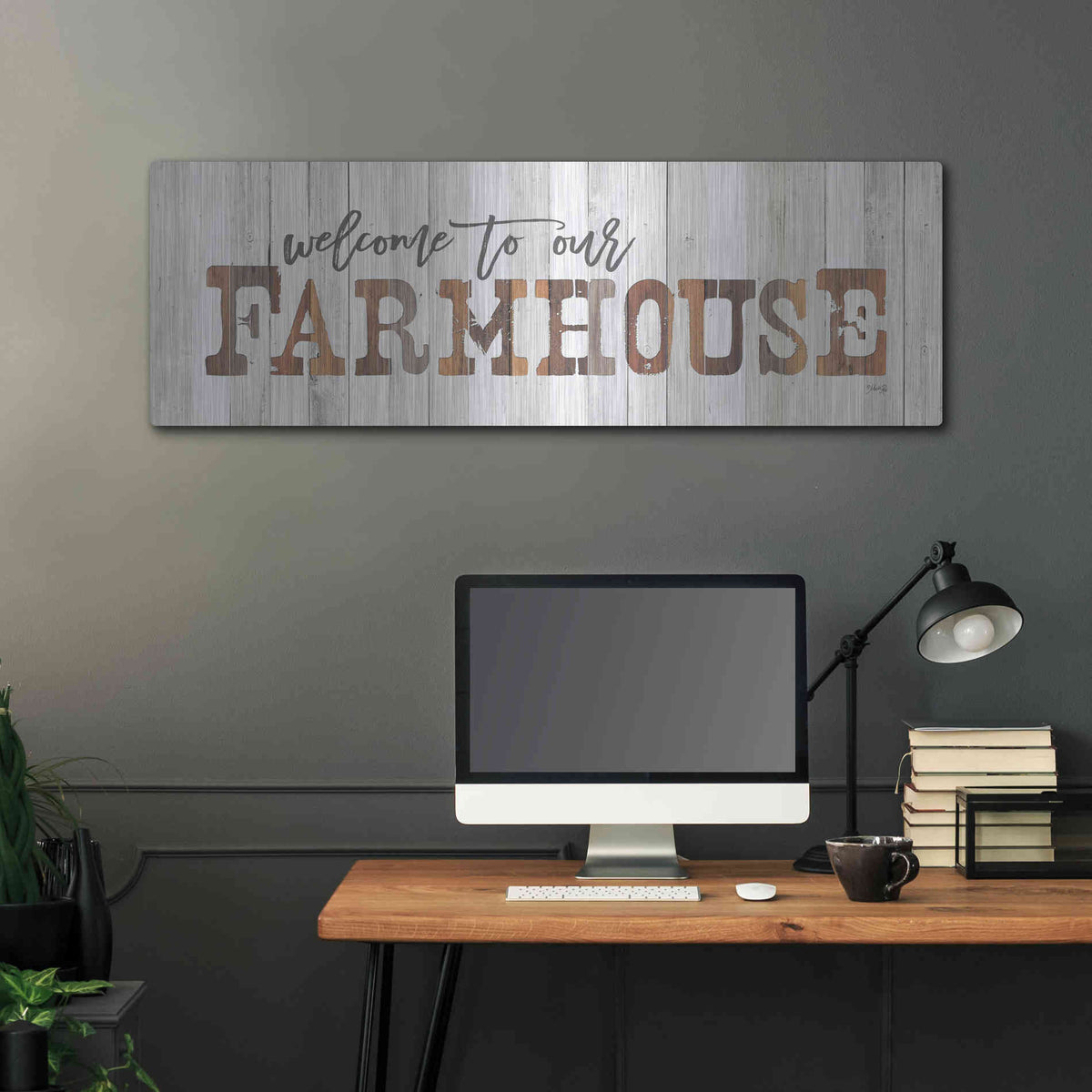 Luxe Metal Art 'Welcome to Our Farmhouse' by Marla Rae, Metal Wall Art,48x16