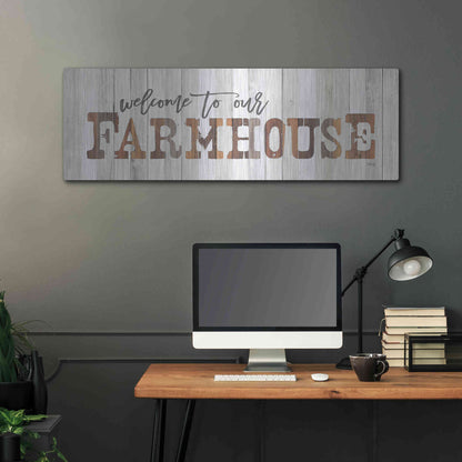 Luxe Metal Art 'Welcome to Our Farmhouse' by Marla Rae, Metal Wall Art,48x16