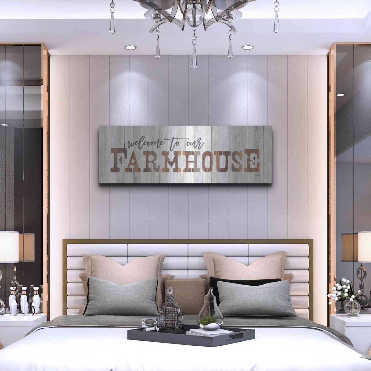 Luxe Metal Art 'Welcome to Our Farmhouse' by Marla Rae, Metal Wall Art,48x16