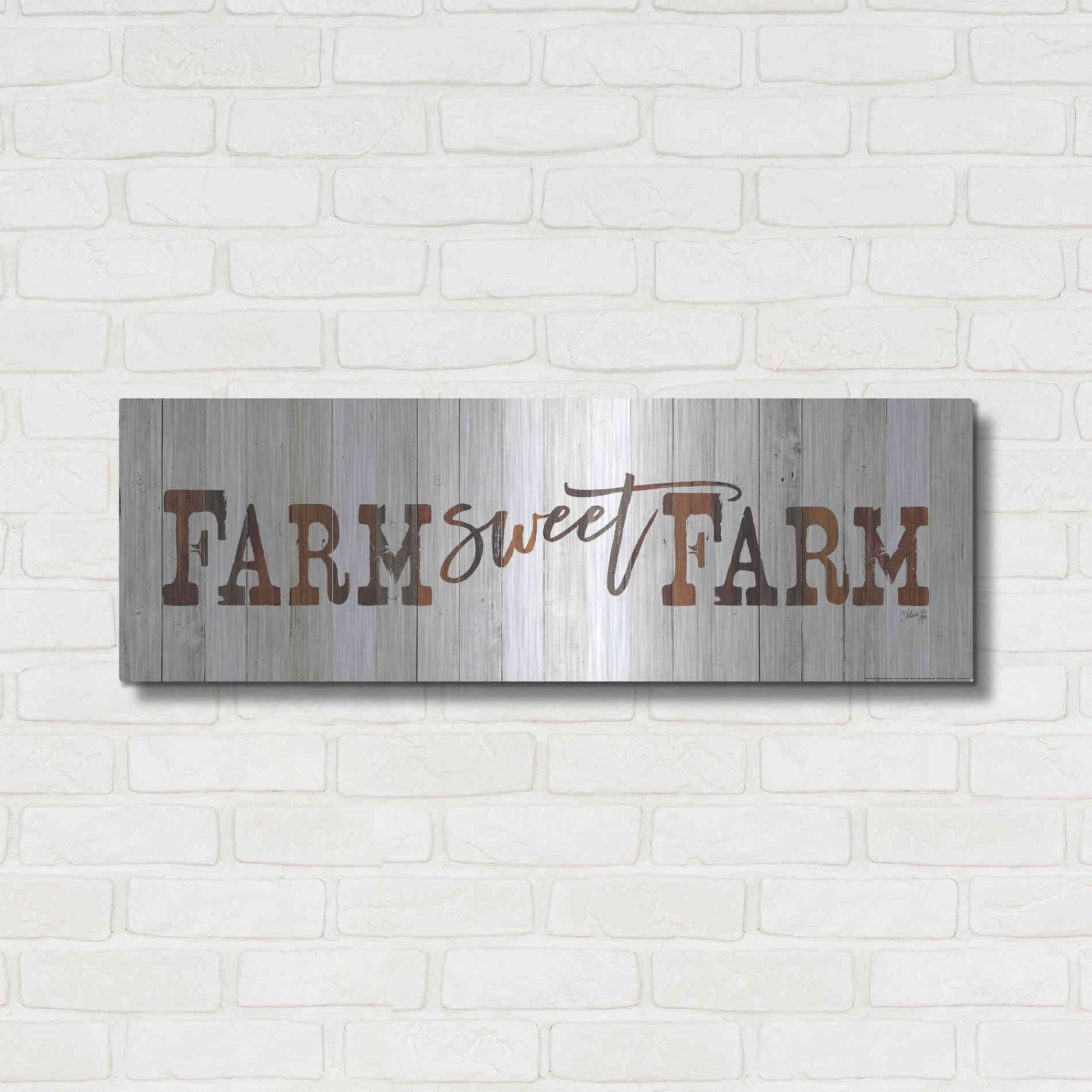 Luxe Metal Art 'Farm Sweet Farm' by Marla Rae, Metal Wall Art,36x12
