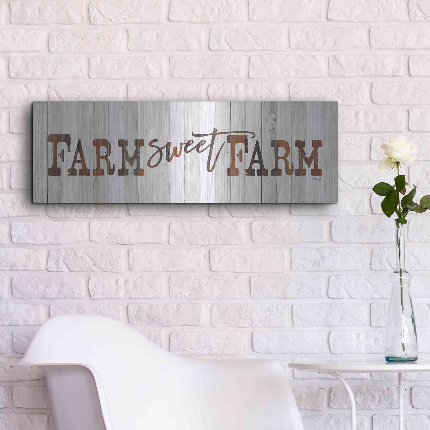 Luxe Metal Art 'Farm Sweet Farm' by Marla Rae, Metal Wall Art,36x12