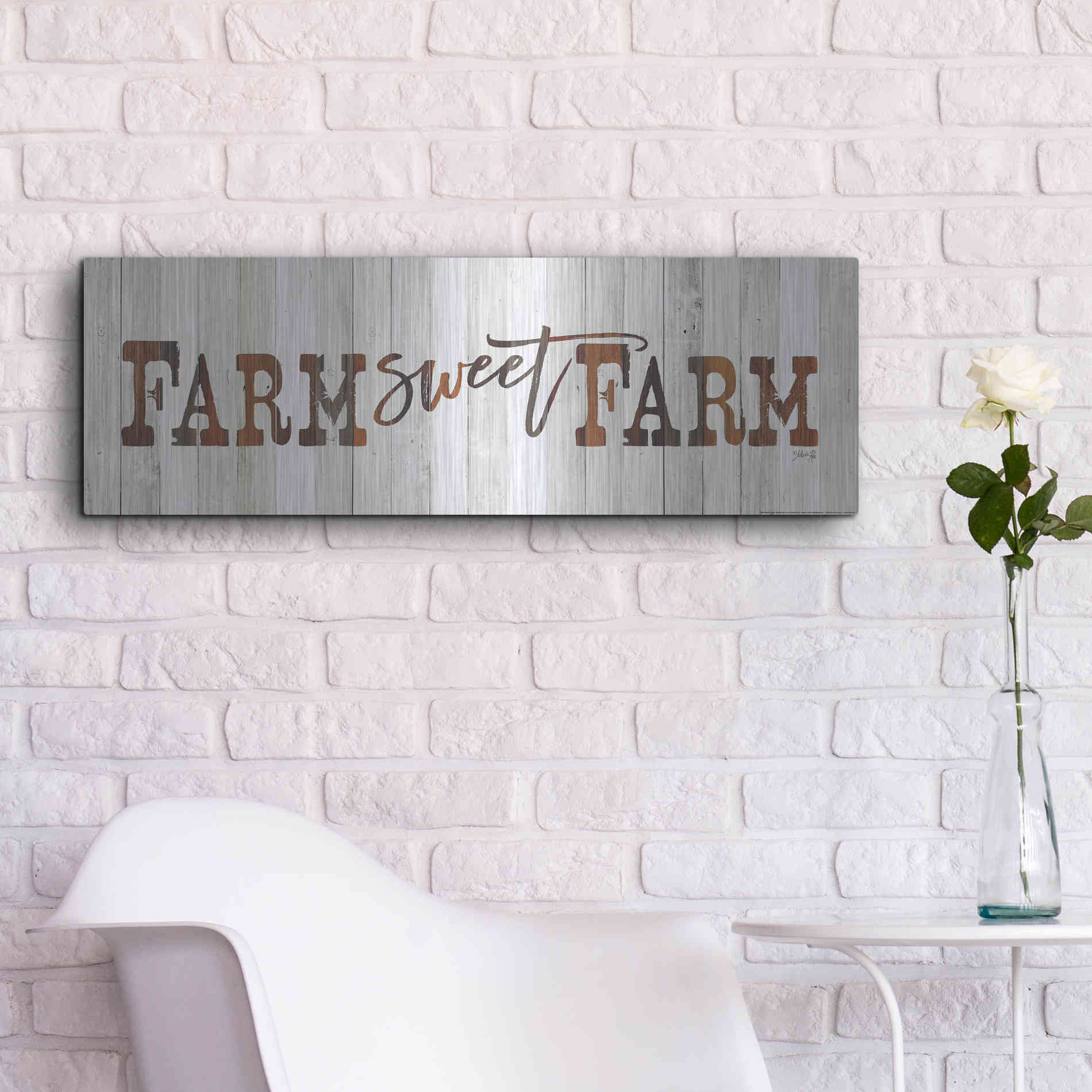 Luxe Metal Art 'Farm Sweet Farm' by Marla Rae, Metal Wall Art,36x12