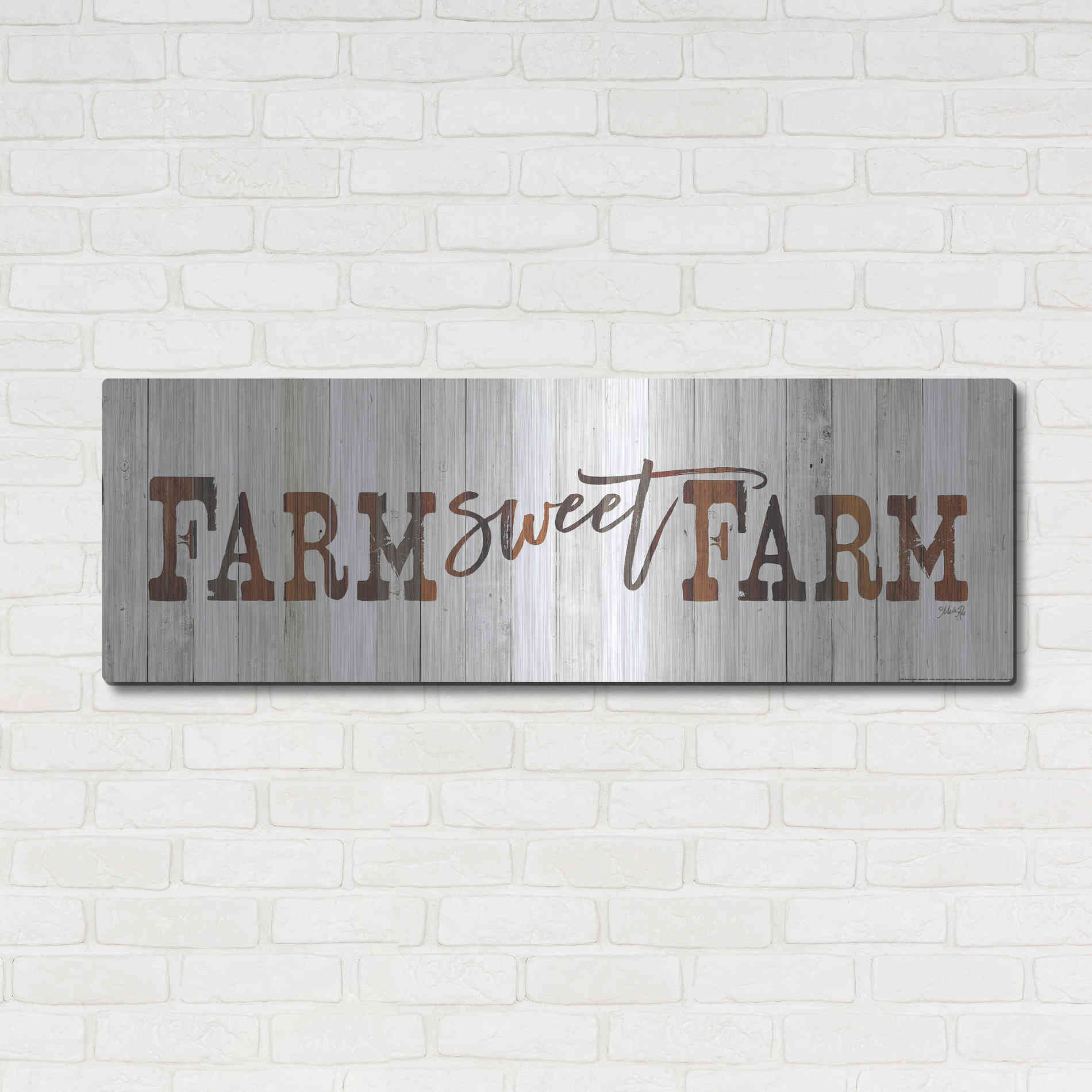 Luxe Metal Art 'Farm Sweet Farm' by Marla Rae, Metal Wall Art,48x16