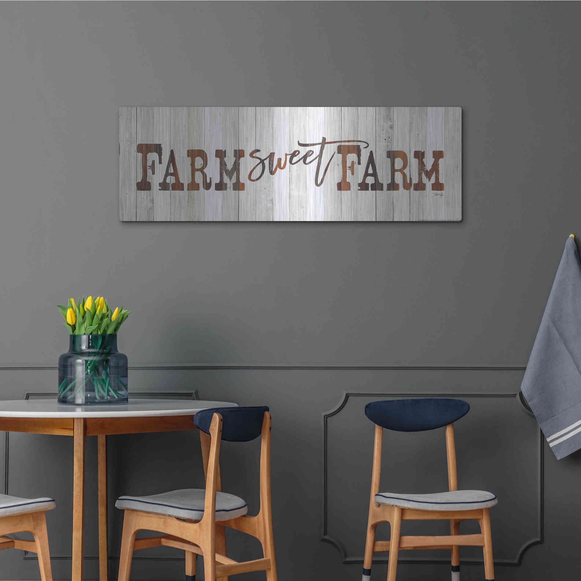 Luxe Metal Art 'Farm Sweet Farm' by Marla Rae, Metal Wall Art,48x16