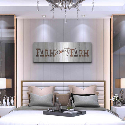 Luxe Metal Art 'Farm Sweet Farm' by Marla Rae, Metal Wall Art,48x16
