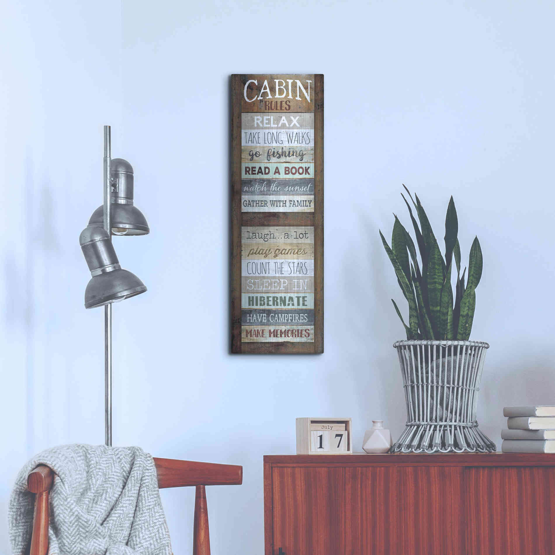 Luxe Metal Art 'Cabin Rules' by Marla Rae, Metal Wall Art,12x36