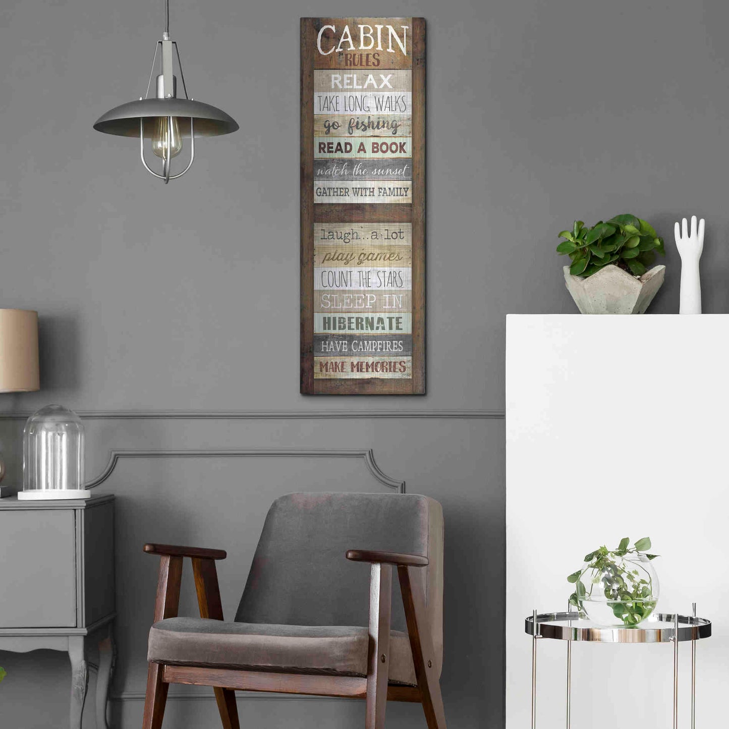 Luxe Metal Art 'Cabin Rules' by Marla Rae, Metal Wall Art,12x36