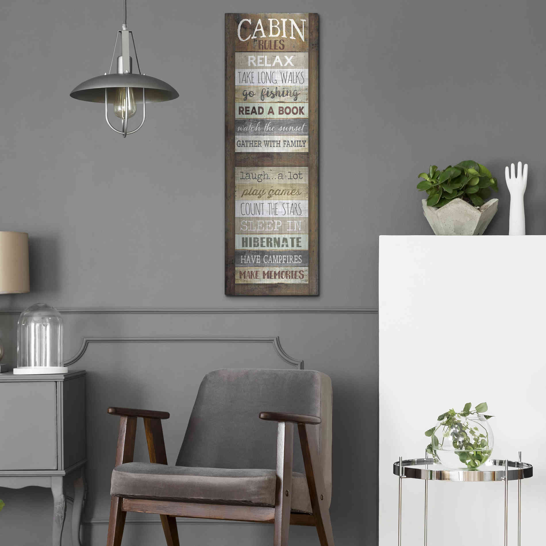 Luxe Metal Art 'Cabin Rules' by Marla Rae, Metal Wall Art,12x36