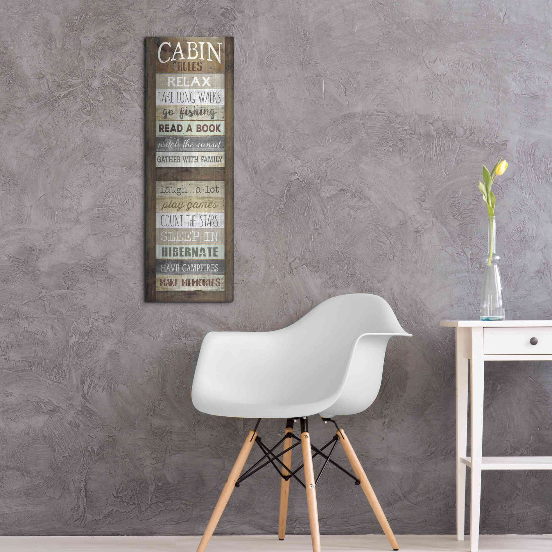 Luxe Metal Art 'Cabin Rules' by Marla Rae, Metal Wall Art,12x36