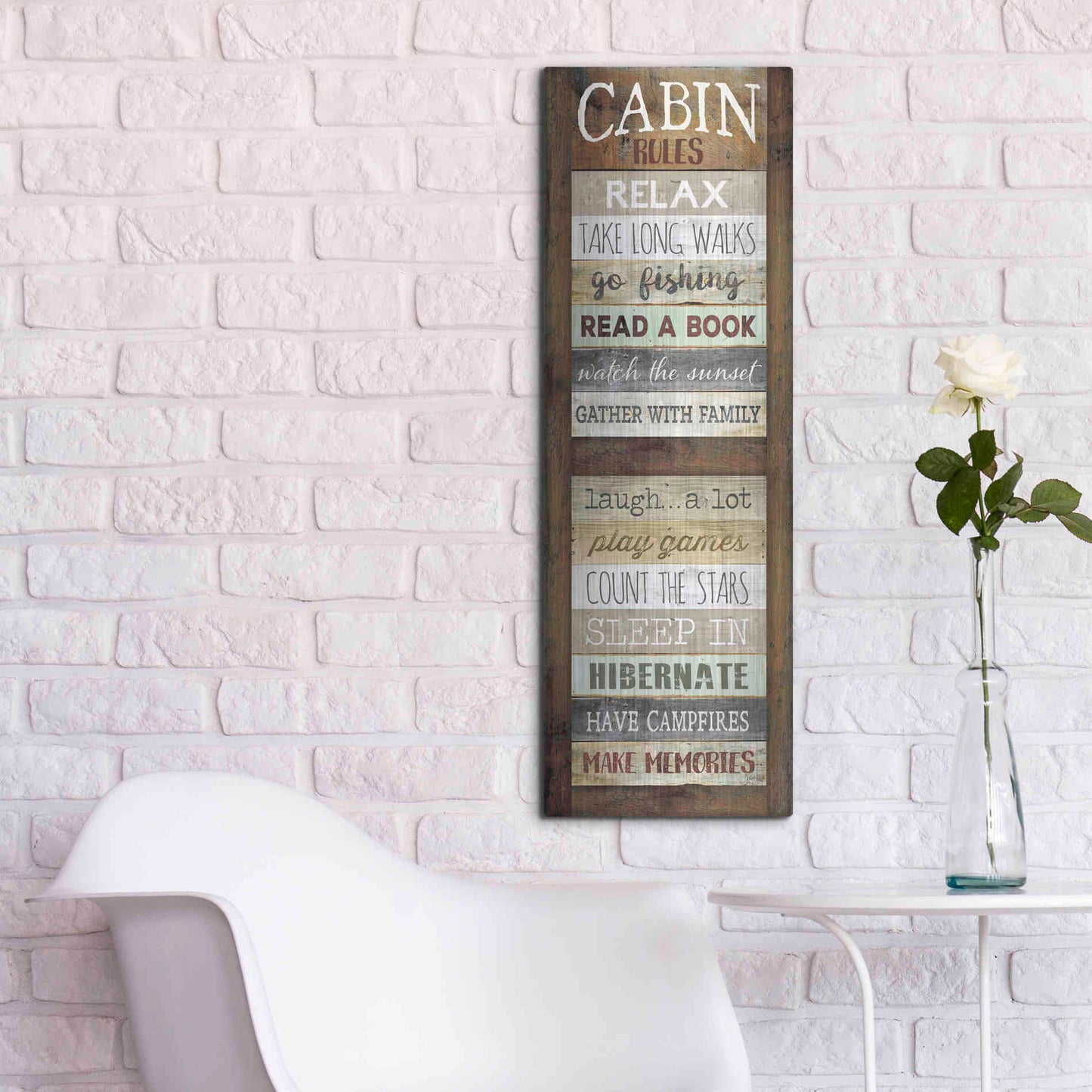 Luxe Metal Art 'Cabin Rules' by Marla Rae, Metal Wall Art,12x36