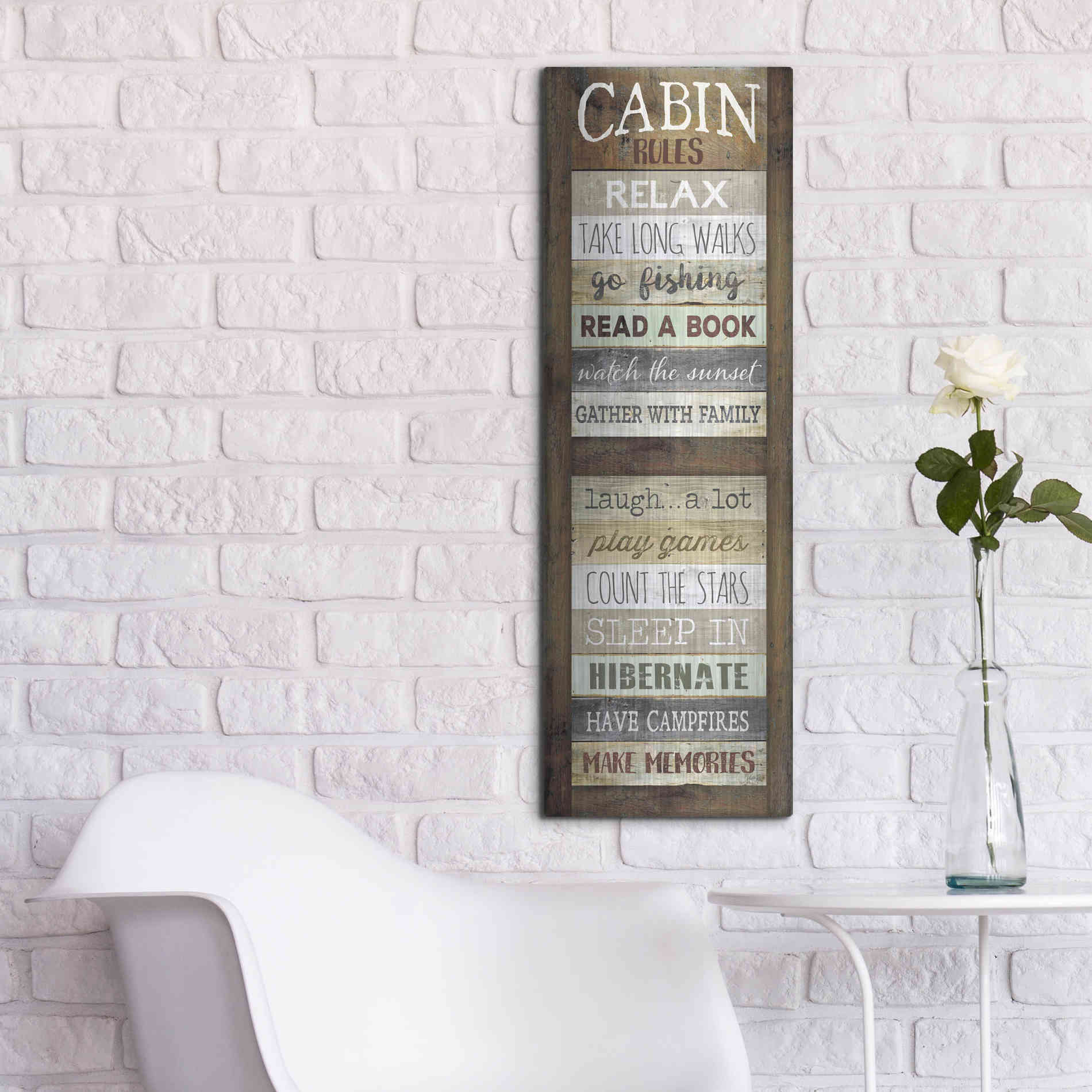 Luxe Metal Art 'Cabin Rules' by Marla Rae, Metal Wall Art,12x36