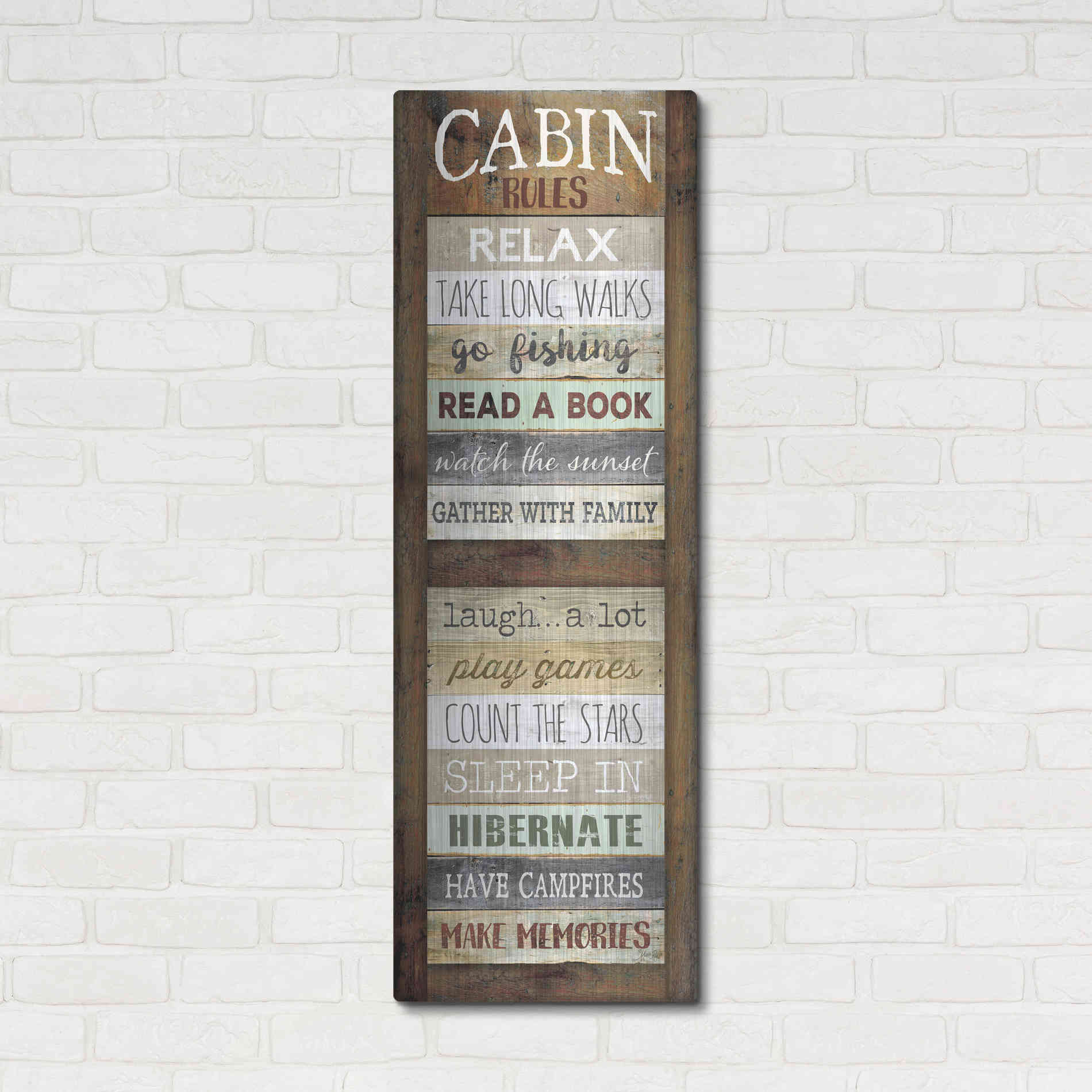 Luxe Metal Art 'Cabin Rules' by Marla Rae, Metal Wall Art,16x48