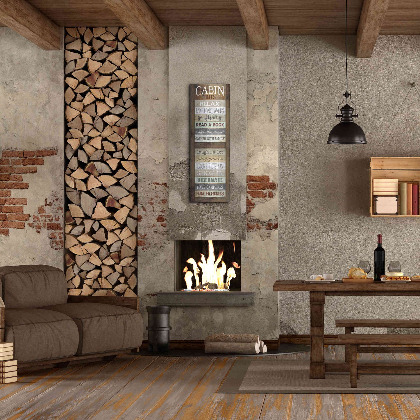 Luxe Metal Art 'Cabin Rules' by Marla Rae, Metal Wall Art,16x48