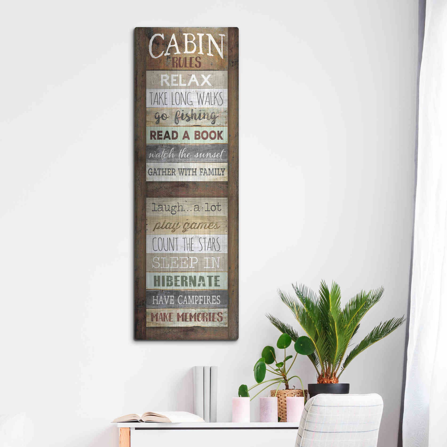 Luxe Metal Art 'Cabin Rules' by Marla Rae, Metal Wall Art,16x48