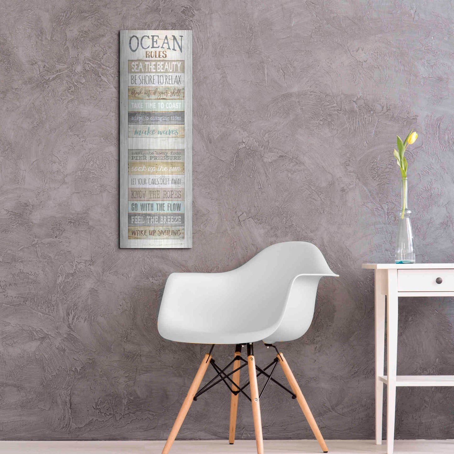 Luxe Metal Art 'Ocean Rules' by Marla Rae, Metal Wall Art,12x36