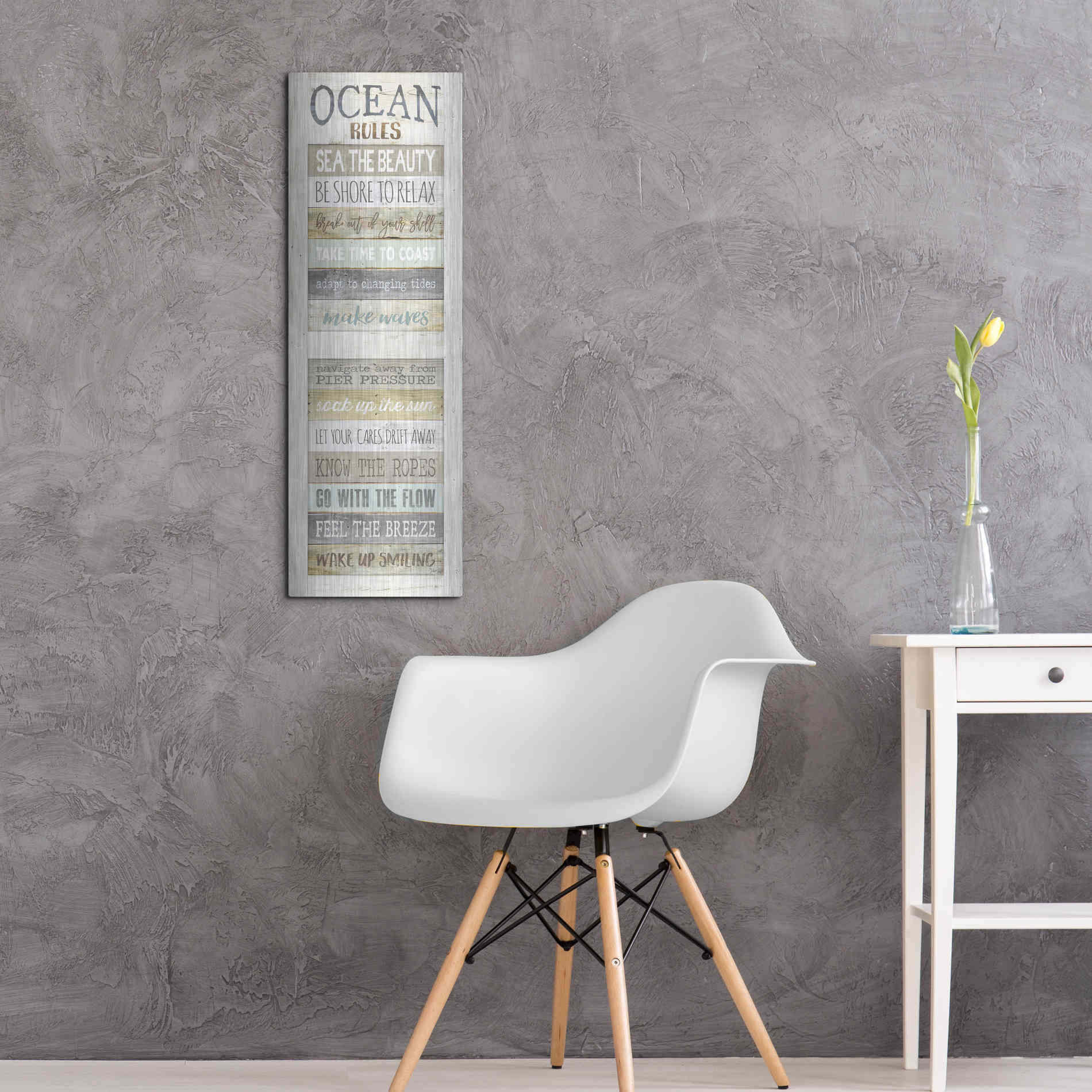 Luxe Metal Art 'Ocean Rules' by Marla Rae, Metal Wall Art,12x36