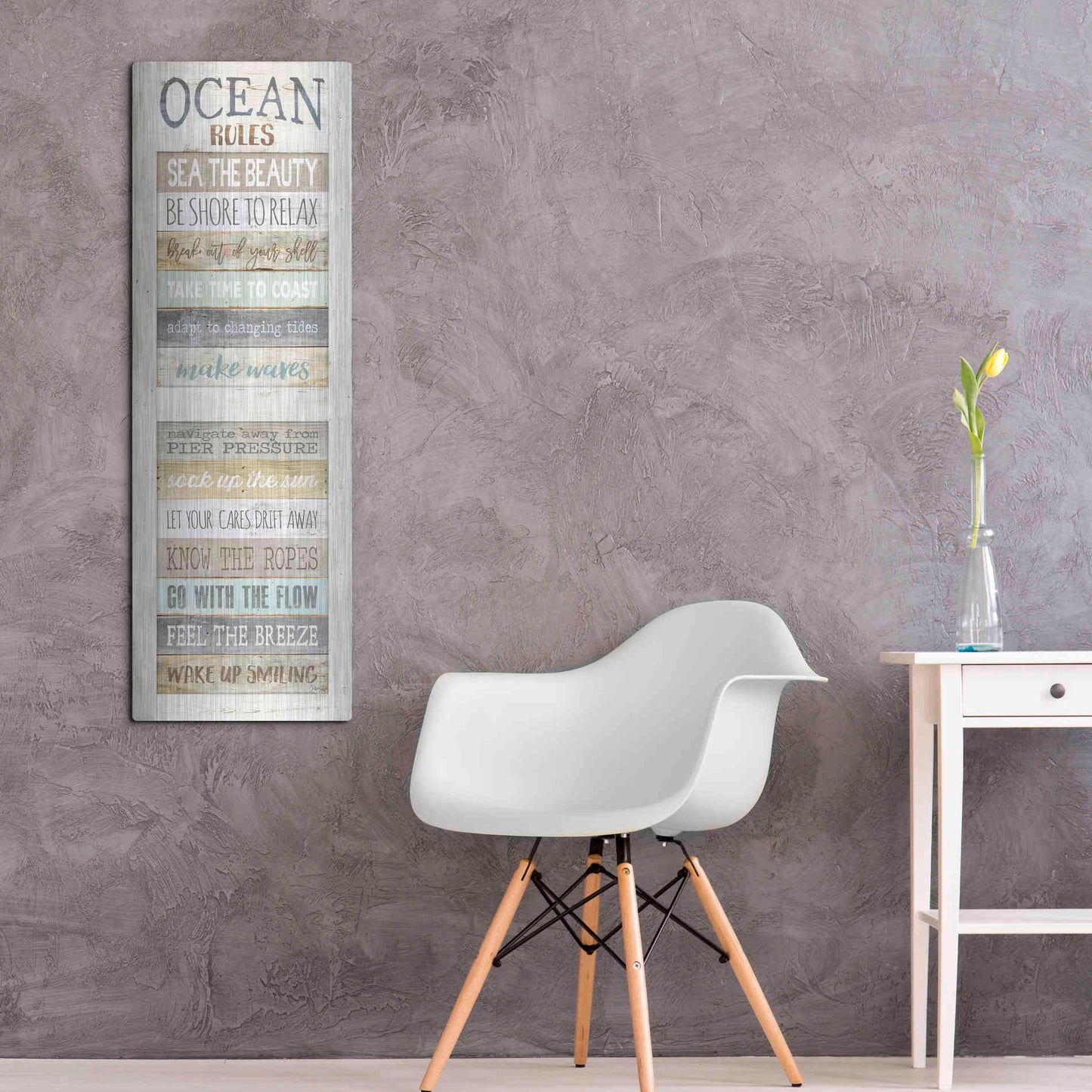 Luxe Metal Art 'Ocean Rules' by Marla Rae, Metal Wall Art,16x48