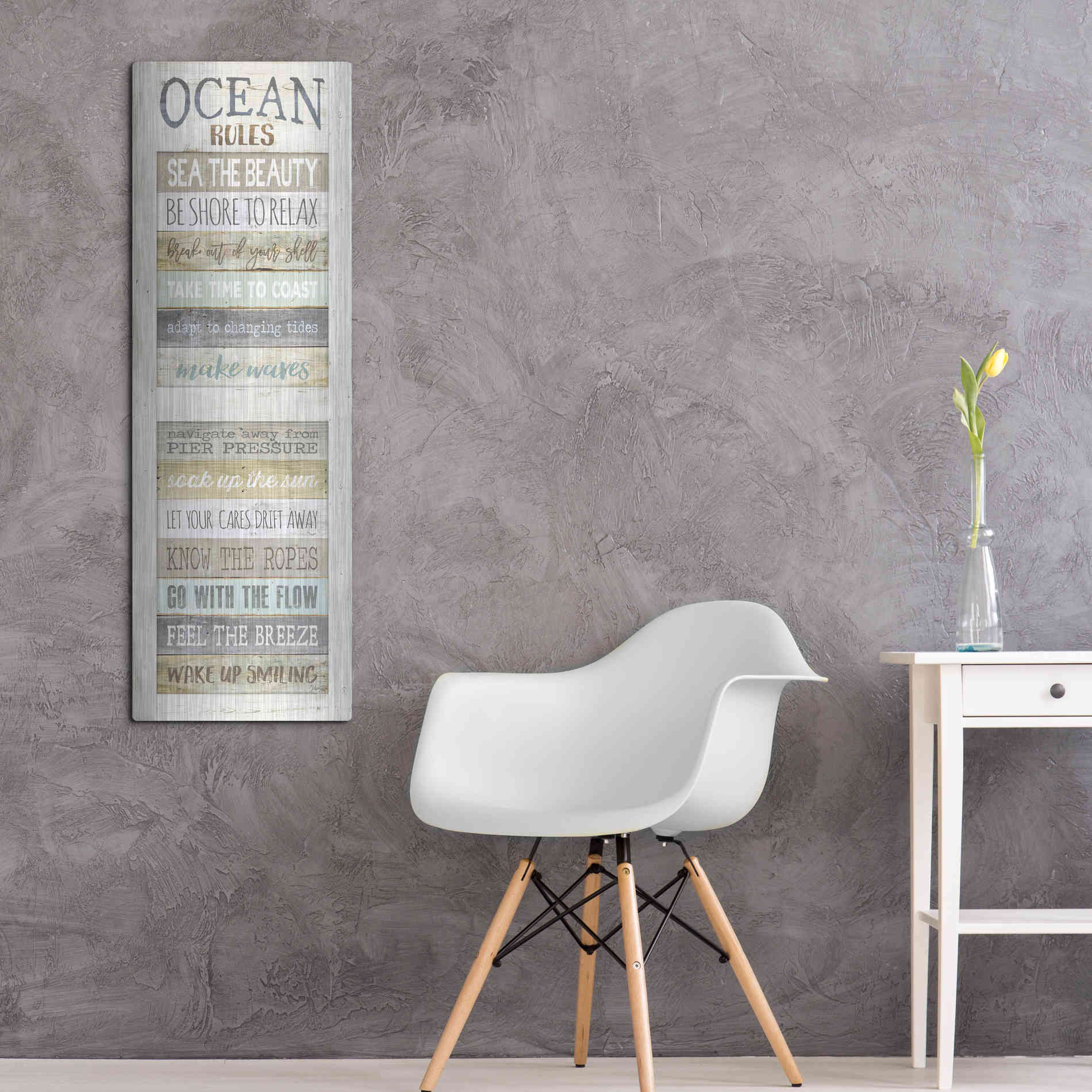 Luxe Metal Art 'Ocean Rules' by Marla Rae, Metal Wall Art,16x48
