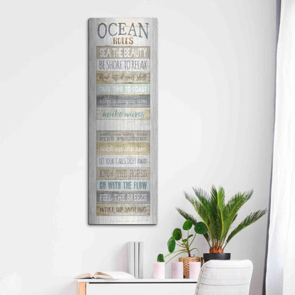 Luxe Metal Art 'Ocean Rules' by Marla Rae, Metal Wall Art,16x48